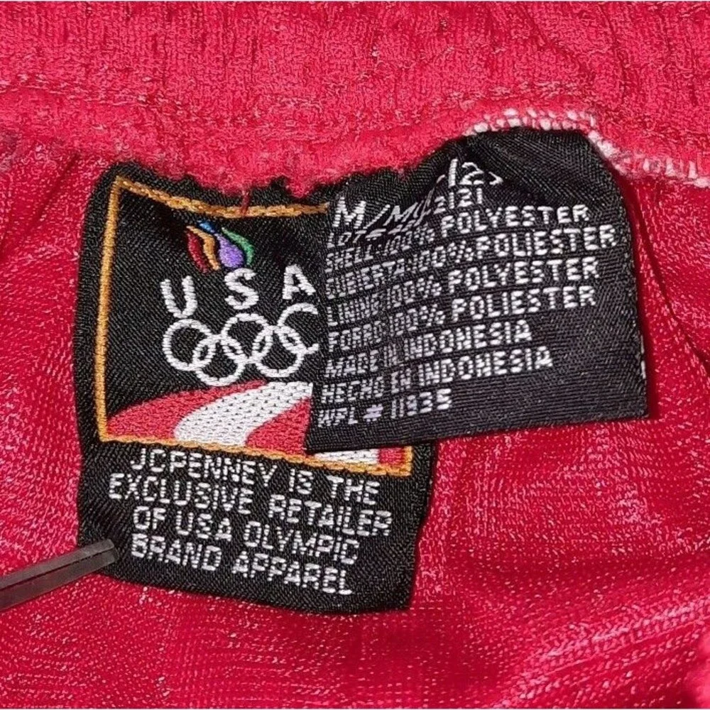 Vtg Lot of 2 - 90s JcPenney Kids USA Olympics Red Breakaway Snap Track Pants M
